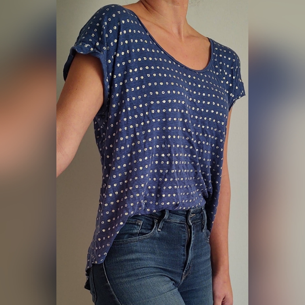 Anne Taylor Loft Gold Polka Dot Shirt